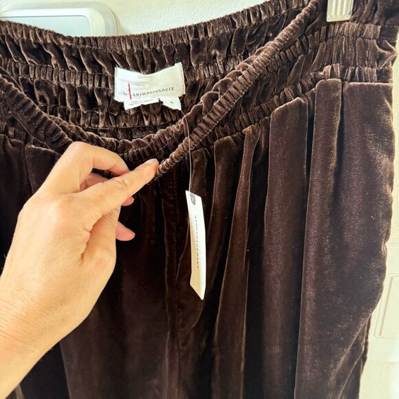 Anthropologie The Somerset Wide Leg Pants Velvet Edition in Brown M NWT - Picture 6 of 15